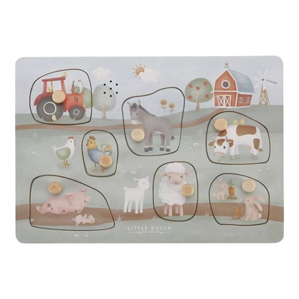 Dėlionė su gyvūnų garsais Little Farm Little Dutch