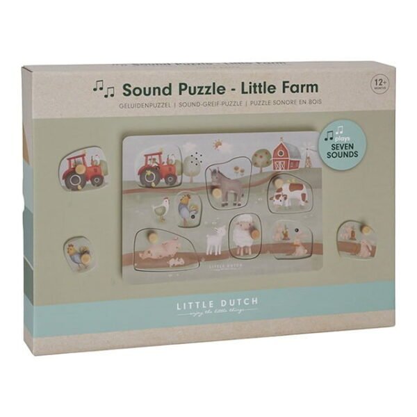 Dėlionė su gyvūnų garsais Little Farm Little Dutch