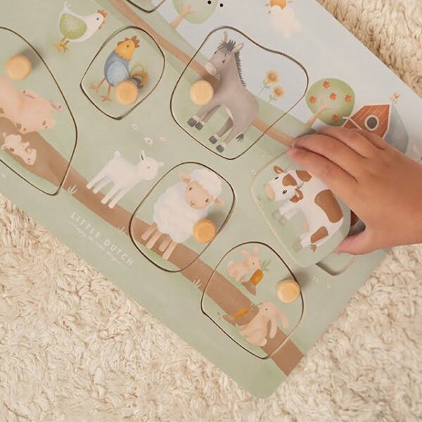 Dėlionė su gyvūnų garsais Little Farm Little Dutch